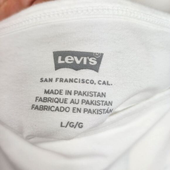 Levis Crop Top Tank Top Floral Graphic Print Stretchy Cream Cotton Size L - Picture 4 of 12